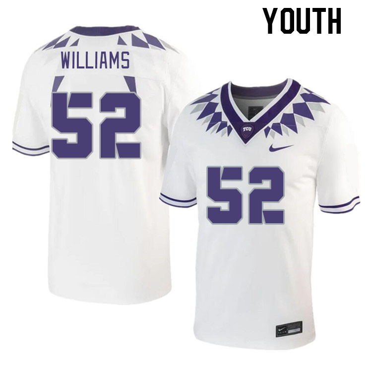 Youth #52 Damonic Williams TCU Horned Frogs 2023 College Footbal Jerseys Stitched-White